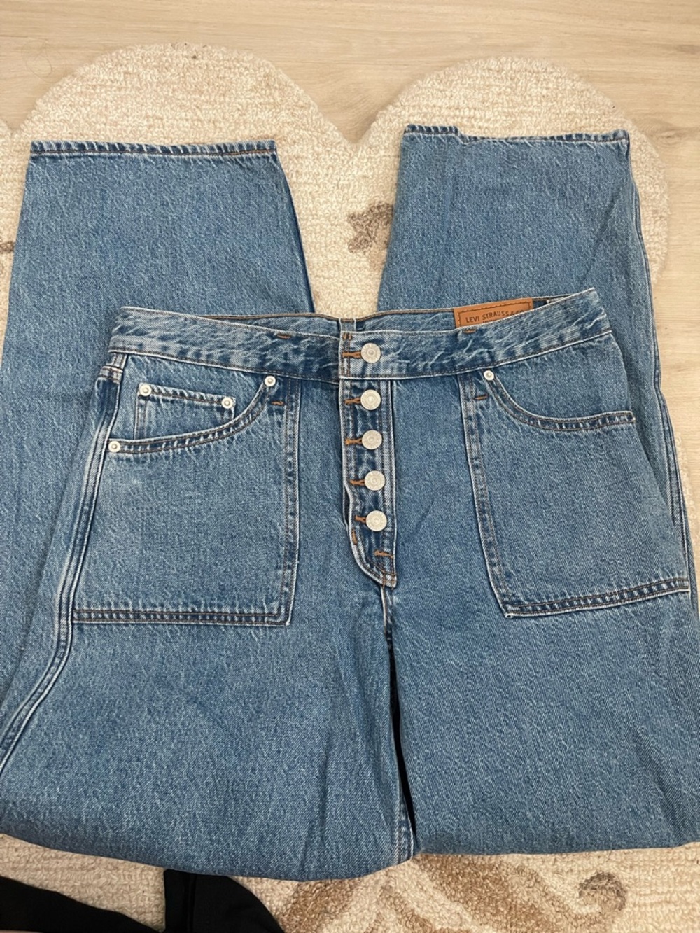Levi's Button-Fly Wide Leg Jeans - Blue Denim
